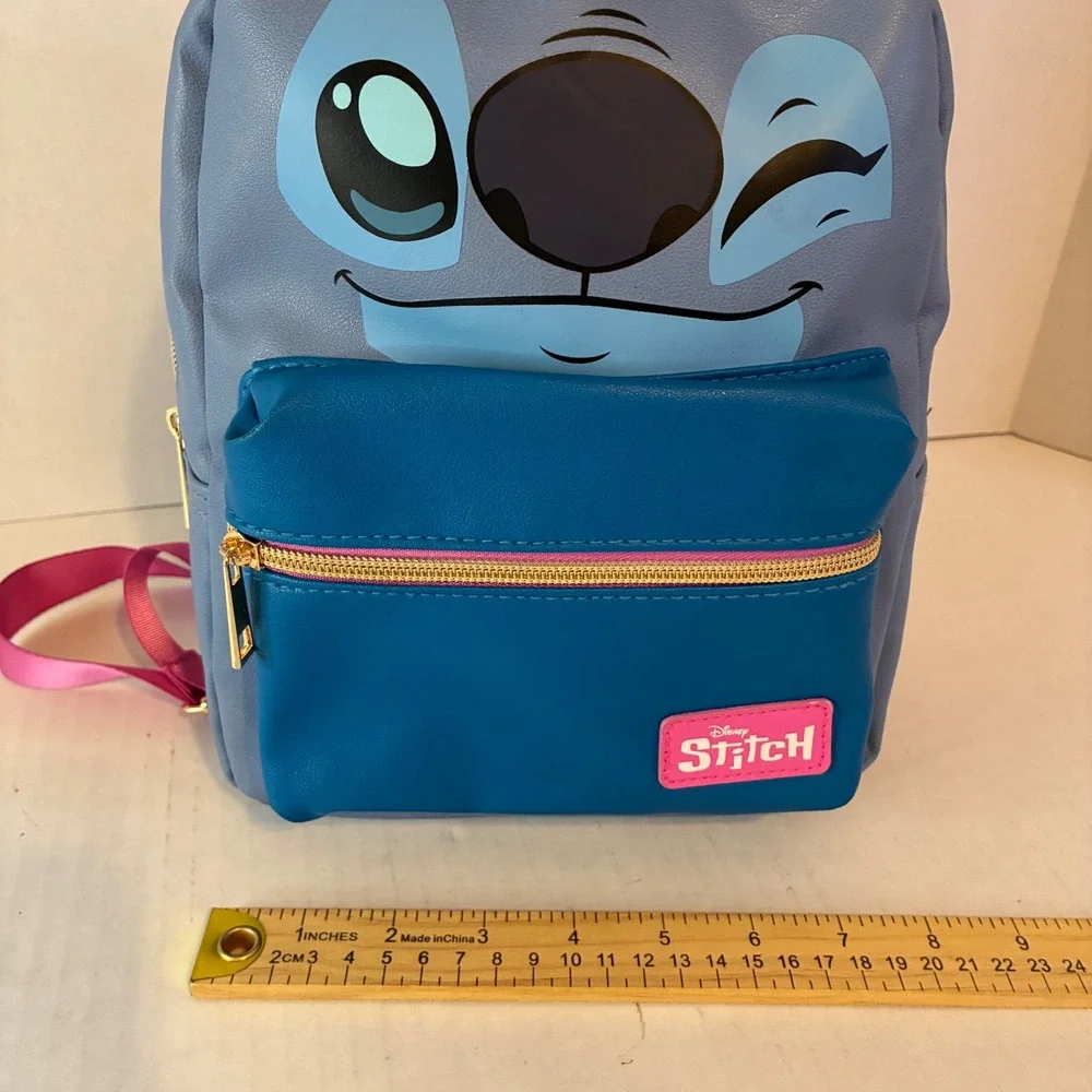 Disney Bioworld Stitch Mini Backpack Blue Faux Leather Kidcore Bag Lilo Colorful